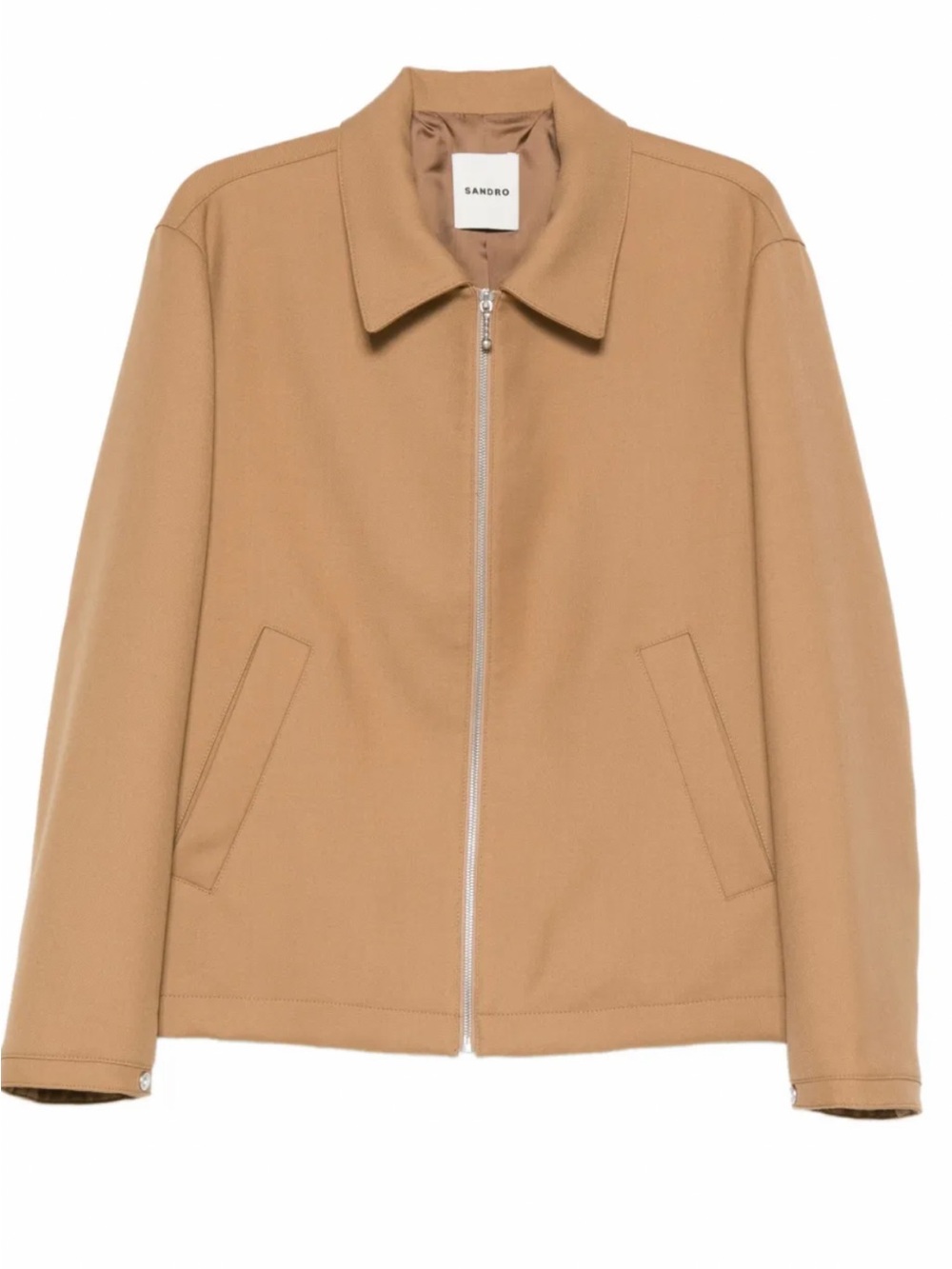SANDRO Tan Zip-Up Collared Jacket - Picture 1 of 3
